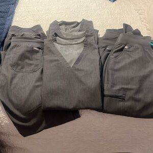 FIGS SCRUBS Size M (Set of 4 Scrubs) charcoal, Nonsmoking paid total $375.